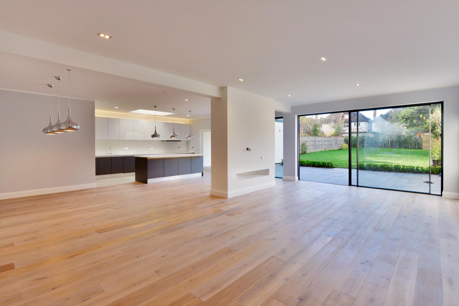 a room with a wood floor