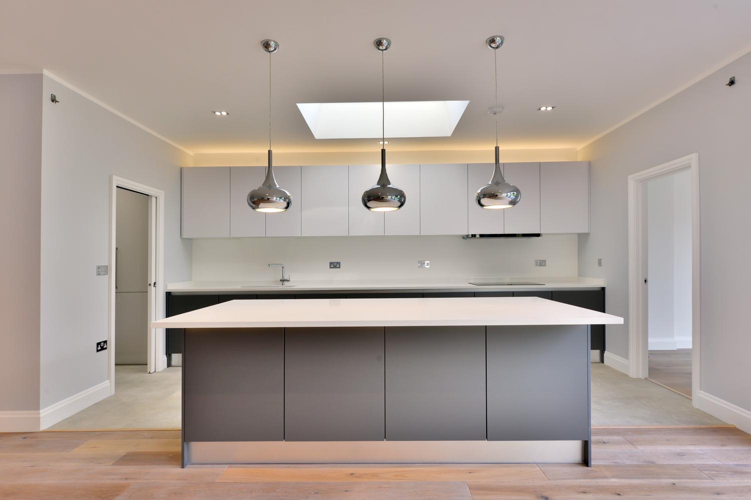 Kitchen Island with modern lightening