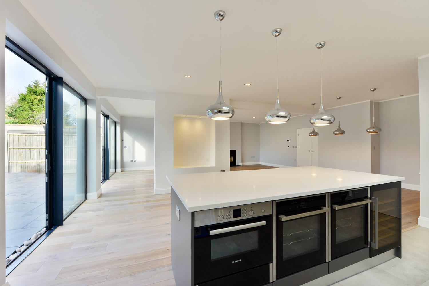 Open plan kitchen to garden