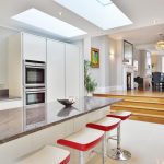 Contemporary kitchen with built-in dinner table